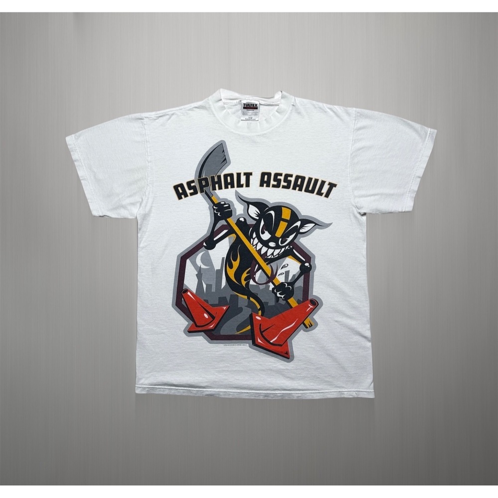 Vintage 1995 Winzerland Asphalt Assault Graphic T-Shirt Tultex Large USA Tee